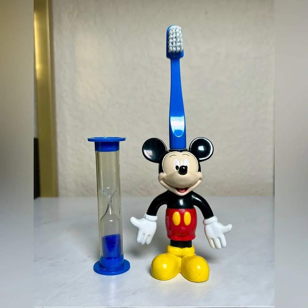 Vintage Mickey Mouse Kids Toothbrush with Timer - Red, Yellow, Blue